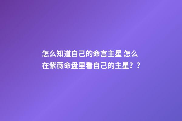 怎么知道自己的命宫主星 怎么在紫薇命盘里看自己的主星？？-第1张-观点-玄机派